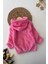 Princess Işleme Kız Çocuk Kapüşonlu peluş hırka - Koyu Pembe 3