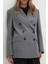 Oversize Kruvaze Blazer Ceket Gri 5