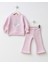 Kız Çocuk Pamuklu Pembe Kuğu Baskılı Sweatshirt Ispanyol Paça Takım – Tül Kollu 1