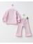 Kız Çocuk Pamuklu Pembe Kuğu Baskılı Sweatshirt Ispanyol Paça Takım – Tül Kollu 2