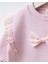 Kız Bebek Pamuklu Pembe Fiyonk Detaylı Sweatshirt Ispanyol Paça Takım - Dantel Volanlı Şık Tasarım 4