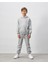Erkek Çocuk Pamuklu Gri Kapüşonlu Sweatshirt Eşofman Alt-Üst Takım - Rahat Günlük Giyim 1