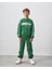 Erkek Çocuk Pamuklu Yeşil London City Baskılı Sweatshirt Eşofman Alt-Üst Takım 1