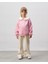 Kız Çocuk Pamuklu Pembe Paris Baskılı Dantel Yaka Sweatshirt Ekru Pantolon Takım 1