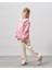 Kız Çocuk Pamuklu Pembe Paris Baskılı Dantel Yaka Sweatshirt Ekru Pantolon Takım 4