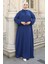 Kolu Lastikli Fermuarlı Ferace 0140-09 Koyu Lacivert 2