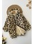 Leopar Detaylı Kışlık Çocuk kuzu mont - Bej 2