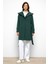 Kapüşonlu Punto Dikiş Detaylı Kaban Yeşil 3102 2