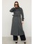 Reglan Kol Pelerin Detaylı Uzun Moher Kaban Antrasit 3144 3