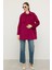 Reglan Kol Apolet ve Pelerin Detaylı Kaşmir Kaban Fuşya 3131 4