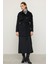 Reglan Kol Apolet ve Pelerin Detaylı Kaşmir Kaban Siyah 3131 5