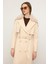 Çıkabilir Kürklü Kendinden Desenli Limited Edition Kaban Krem 3127 4