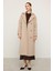 Triko Yakalı Reglan Kol Kaşmir Kaban Bej 3099 3