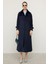 Reglan Kol Pelerin Detaylı Uzun Moher Kaban Lacivert 3144 1