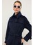 Reglan Kol Pelerin Detaylı Uzun Moher Kaban Lacivert 3144 4