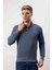 Fermuar Yaka Slim Fit Indıgo Trıko 2