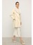 Şal Yaka Kürklü Belden Bağlamalı Kaban Ekru 3093 4
