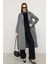 Triko Yakalı Reglan Kol Kaşmir Kaban Koyu Gri 3099 5