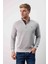 Fermuar Yaka Slim Fit Gri Trıko 4