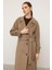 Punto Dikiş Detaylı Arkası Plikaşeli Ara Boy Kaşmir Kaban K. Kamel 3113 4