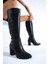 Kadın Paris Siyah Yandan Fermuarlı Diz Altı Cizme 410 2
