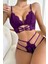 Kadın Mor Dantel Cut-Out Detaylı Şık Sütyen ve Külot Takımı 1