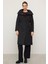 Çıkabilen Kapüşonlu Devrik Yaka Kapitone Mont Siyah 6792 3
