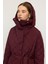 Çıkabilen Kapüşonlu Devrik Yaka Kapitone Mont Bordo 6792 5