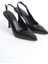 Kadın Siyah Rugan 9 cm Ince Topuklu Sivri Burunlu Arkası Acık Tasarım Stiletto 4