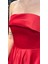 Kırmızı Kloş Etekli Saten Midi Abiye Elbise 7647 4