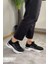 Kadın Siyah Triko Beyaz Tabanlı Taşlı Spor Ayakkabı & Sneaker 1