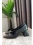 Kadın Siyah Cilt 6,5 cm Kalın Topuklu Stiletto 3