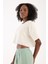 Kadın Günlük Boho Tarz Fildişi Müslin Crop Bluz Modern Rahat Üst (S) 3