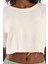 Kadın Günlük Boho Tarz Fildişi Müslin Crop Bluz Modern Rahat Üst (S) 6