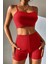 Kadın Kırmızı Şortlu Kaşkorse Gecelik Takım 4