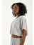 Kadın Günlük Boho Tarz Gri Müslin Crop Bluz Modern Rahat Üst (S) 2