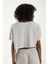 Kadın Günlük Boho Tarz Gri Müslin Crop Bluz Modern Rahat Üst (S) 5