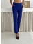 Saks Mavi Kuşak Bağlamalı Yelek Kemerli Havuç Pantolon Dokuma Kumaş Ikili Takım 5
