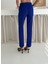 Saks Mavi Kuşak Bağlamalı Yelek Kemerli Havuç Pantolon Dokuma Kumaş Ikili Takım 6