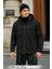 Erkek Basic Oversize Esnek Kapşonlu Füme Ceket 2