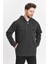 Erkek Basic Oversize Esnek Kapşonlu Füme Ceket 6