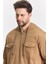Erkek Basic Oversize Esnek Kapşonlu Kahve Ceket 5
