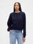 Kadın Lacivert Fransız Havlu Kumaş Logo Wedge Sweatshirt 1