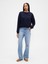 Kadın Lacivert Fransız Havlu Kumaş Logo Wedge Sweatshirt 5