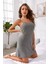 Kadın Gri Ip Askılı Penye Gecelik 5