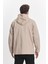Erkek Basic Oversize Esnek Kapşonlu Krem Ceket 3
