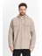 Erkek Basic Oversize Esnek Kapşonlu Krem Ceket 6