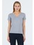 Victoria V Yaka Gri Basic Bambu ve Organik Pamuk Kadın Tişört 1