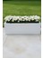Zenith 80x29 cm Yatay Dikdörtgen Beyaz Saksılık - İç ve Dış Mekan Modern Metal Saksı (80x27x29 cm) 2