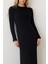 Bisiklet Yaka Kalın Fitilli Uzun Triko Elbise Siyah 9363-E 5